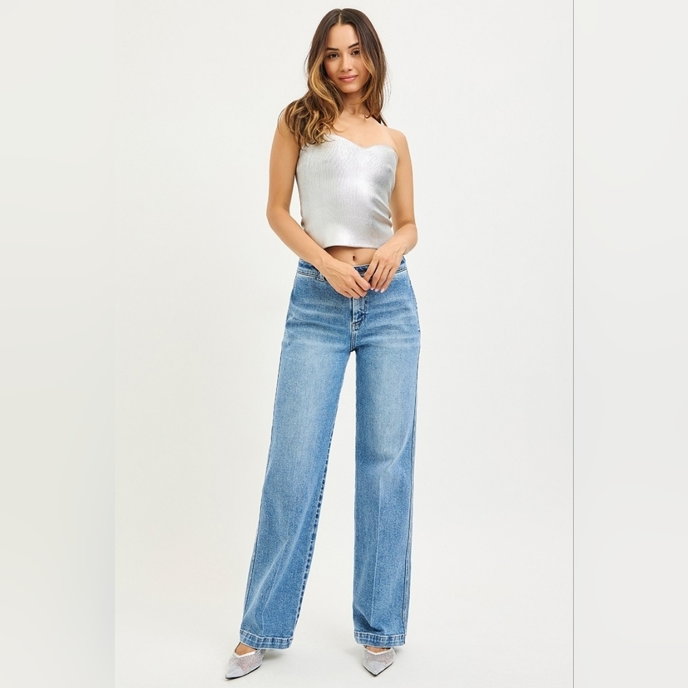 RISEN Women's Slouchy Straight Fit Jeans Trouser Stretch Medium HR Various NEW - Picture 4 of 8